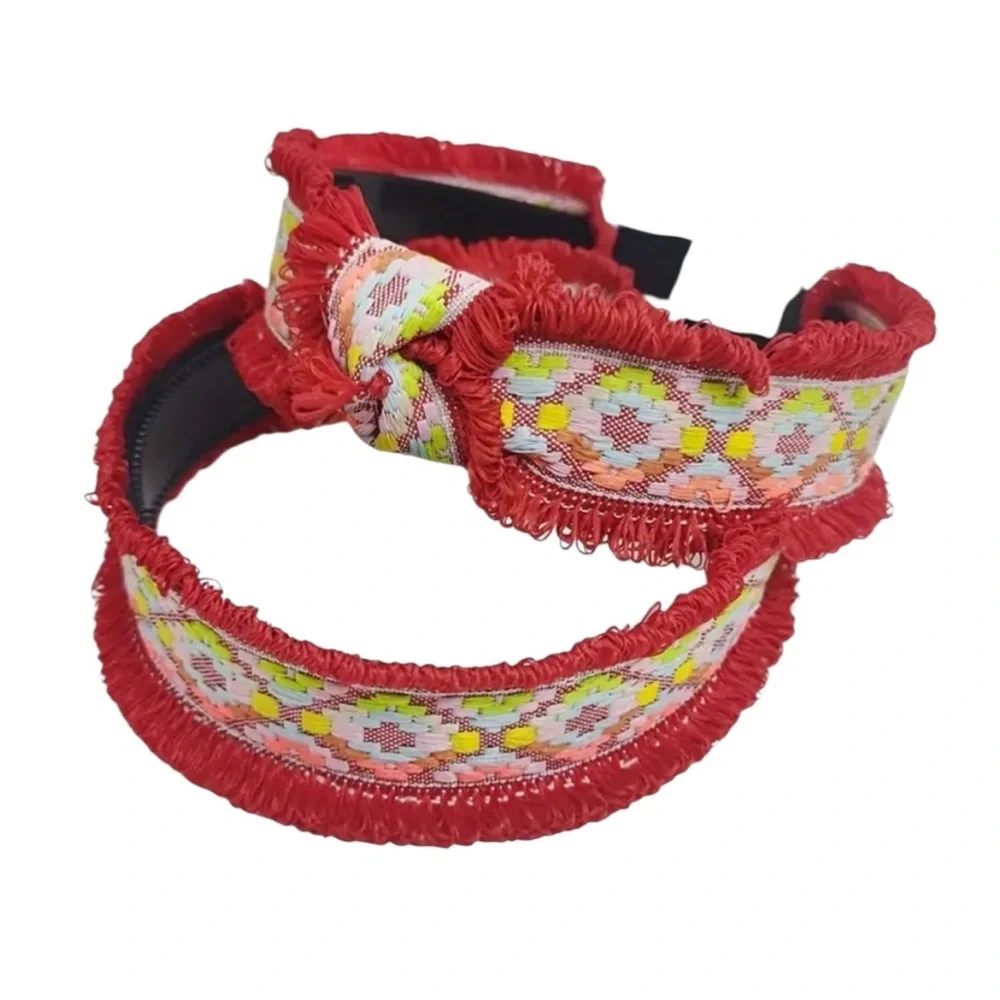 💖 3/$30 💖 Red Boho Patterned Fringe Headband